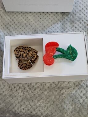 New Solar Eclipse Set - Heart Leopard Clip, Cherry Clip, & Bag